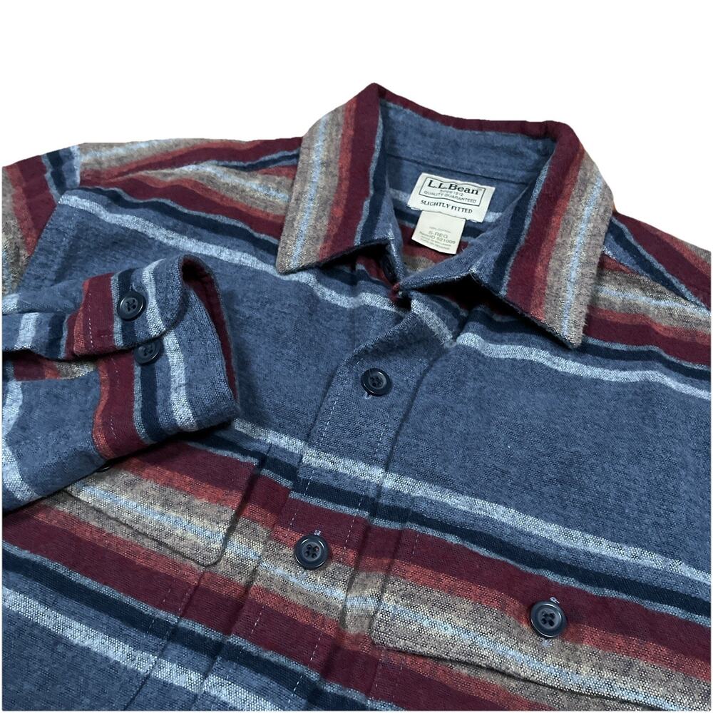LL Bean Size Small Chamois Cloth Flannel Blanket Shirt Striped Slightly Fitted